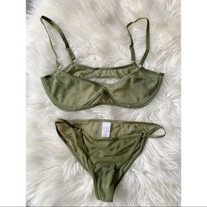 Lounge Underwear Khaki Bold Mesh Bra & Briefs